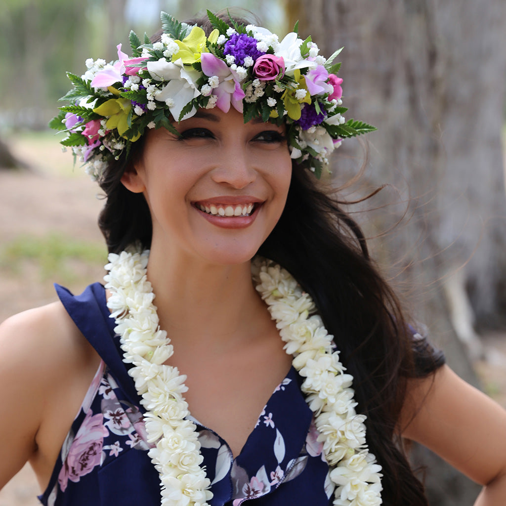 COLORFUL HAKU (HAKU LEI ONLY) - ORCHID COMBO