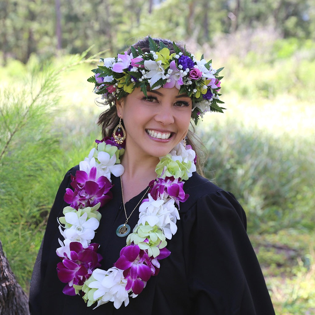 COLORFUL HAKU (HAKU LEI ONLY) - ORCHID COMBO