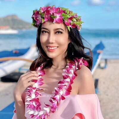 Orchid Haku lei with a single orchid lei