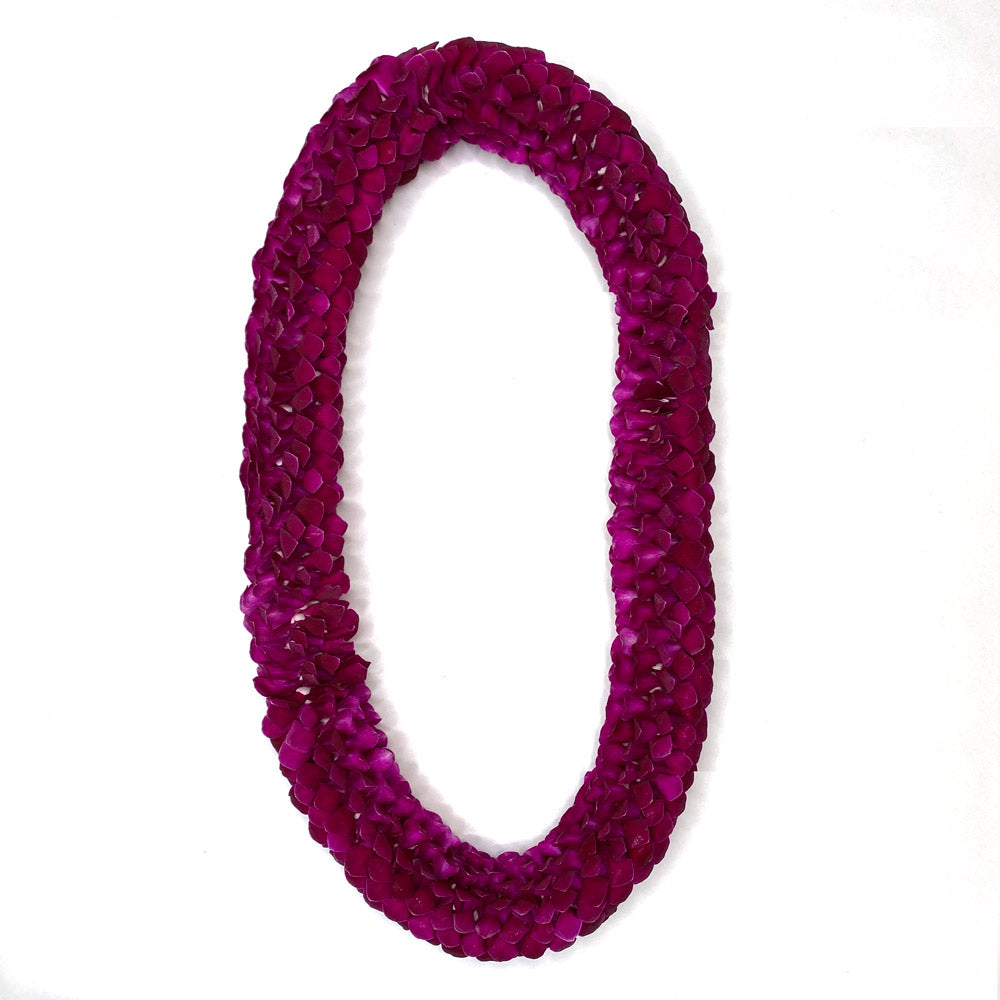 Purple orchid Fancy lei designed in a spiral pattern