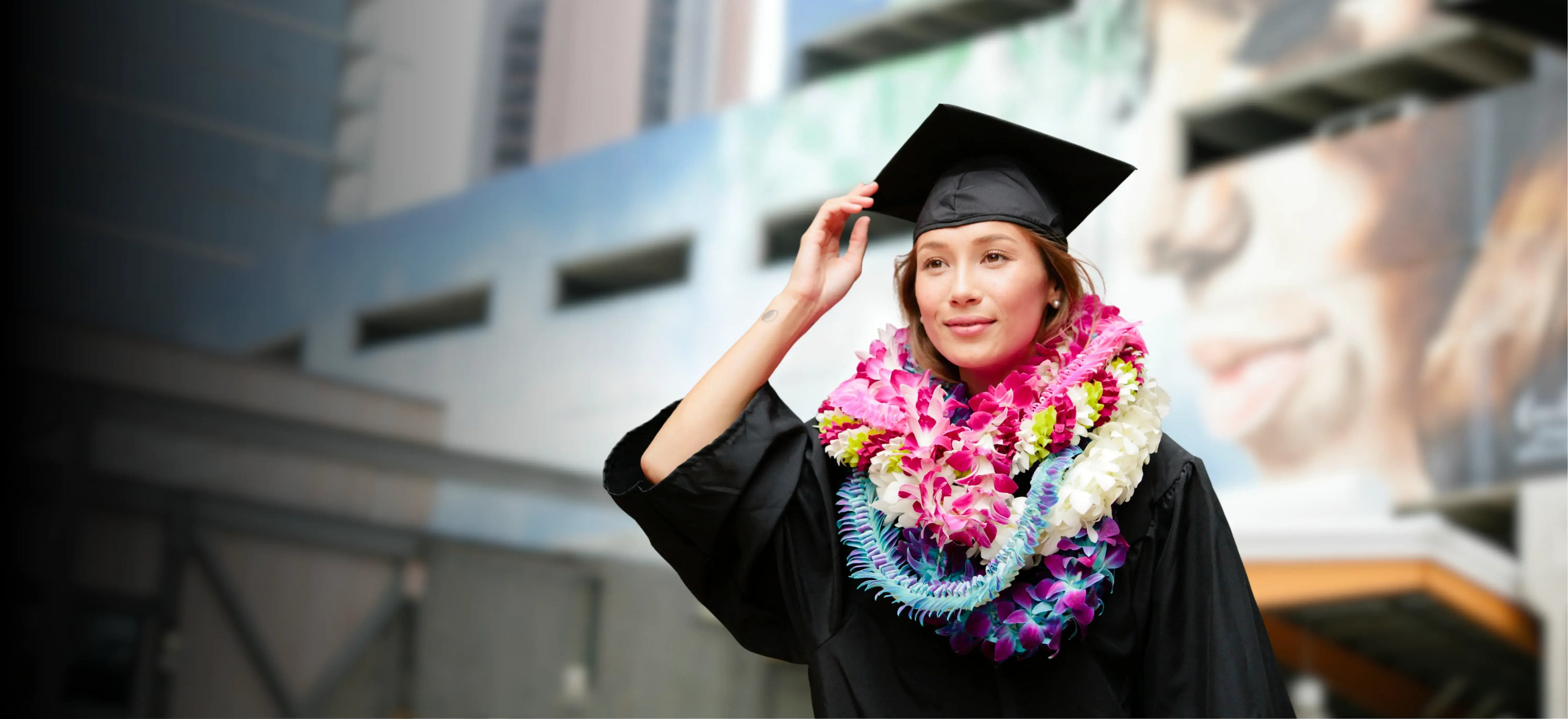 Handcrafted Hawaiian flower lei with orchid and tuberose, shipped fresh from Hawaii for graduation.