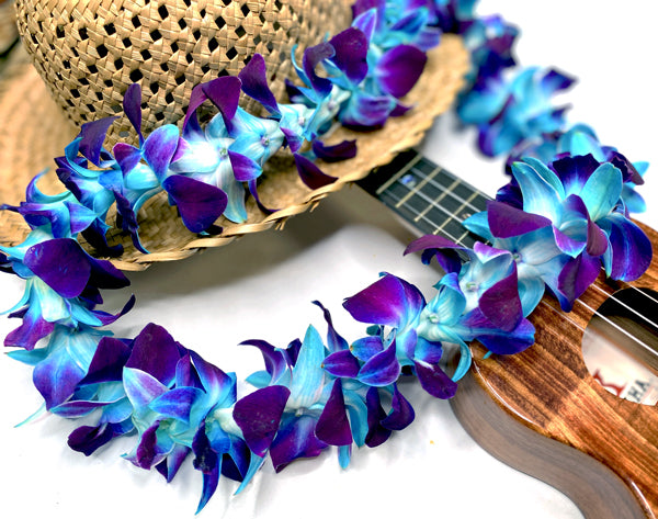 DYED BLUE SINGLE ORCHID LEI