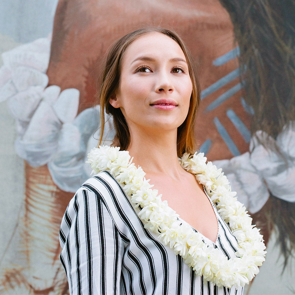 Double strand tuberose lei with sweet floral fragrance