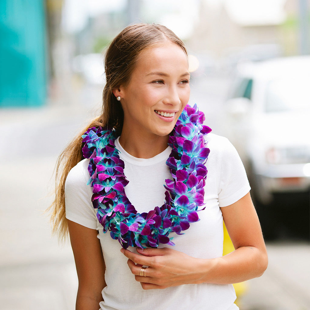 DOUBLE DYED ORCHID LEI IN 6 COLORS