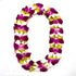 Mixed color Feather lei accented with multi colored flowers in a feathered pattern