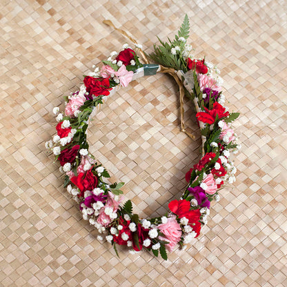 Floral haku lei available in assorted color combinations