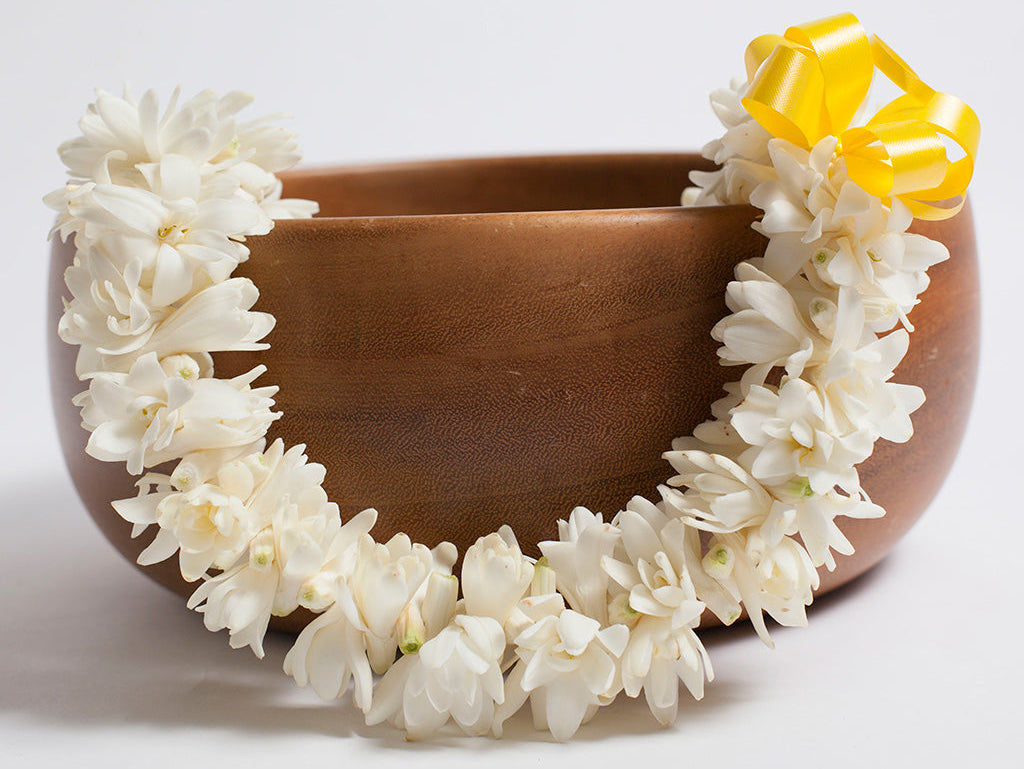 Double tuberose lei with sweet floral fragrance