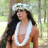 White Fancy orchid butterfly-style lei with a layered floral design